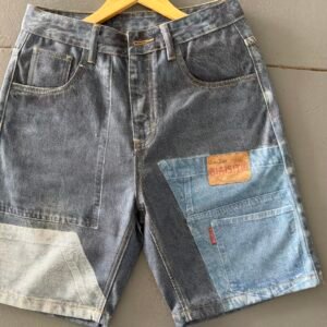 digital print denim pants