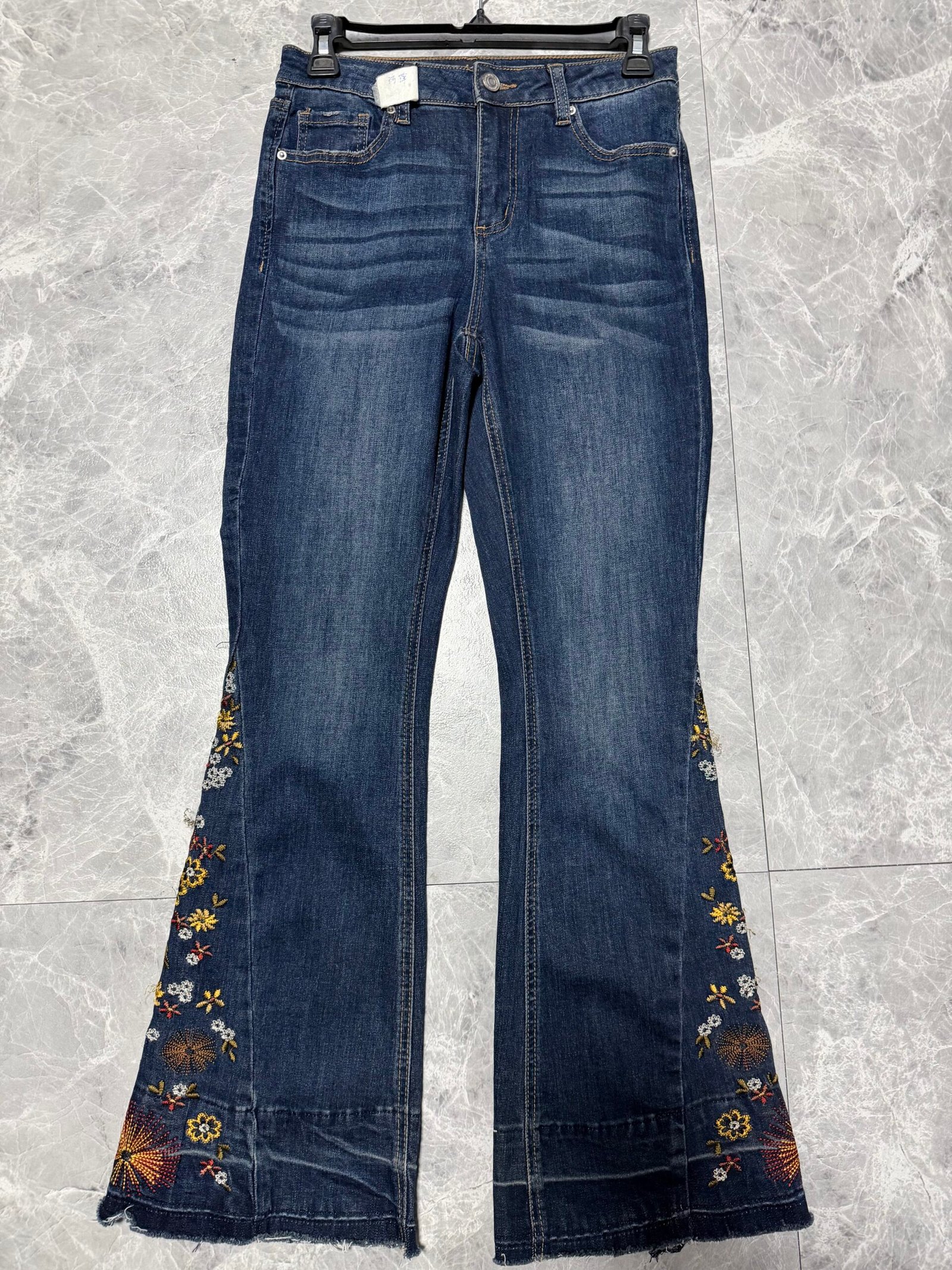 Floral Embroidered Flare Denim Jeans auto draft