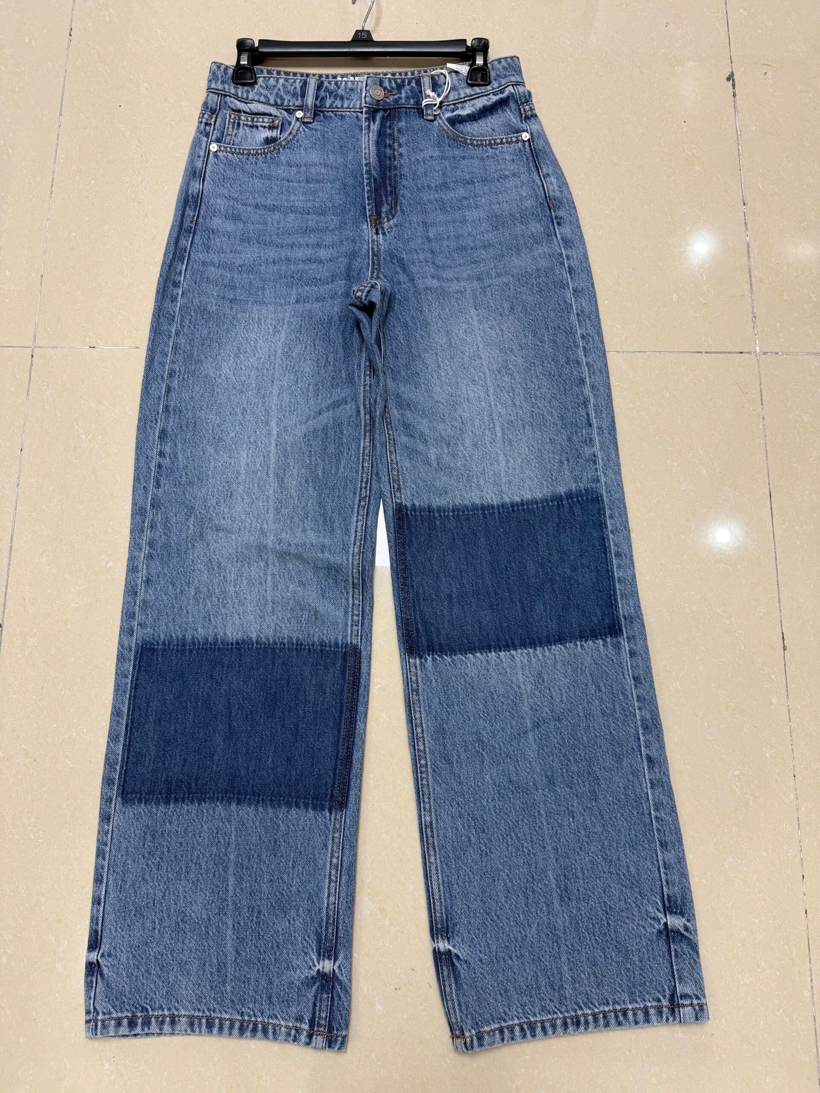 Two-Tone Wide-Leg Denim Jeans auto draft