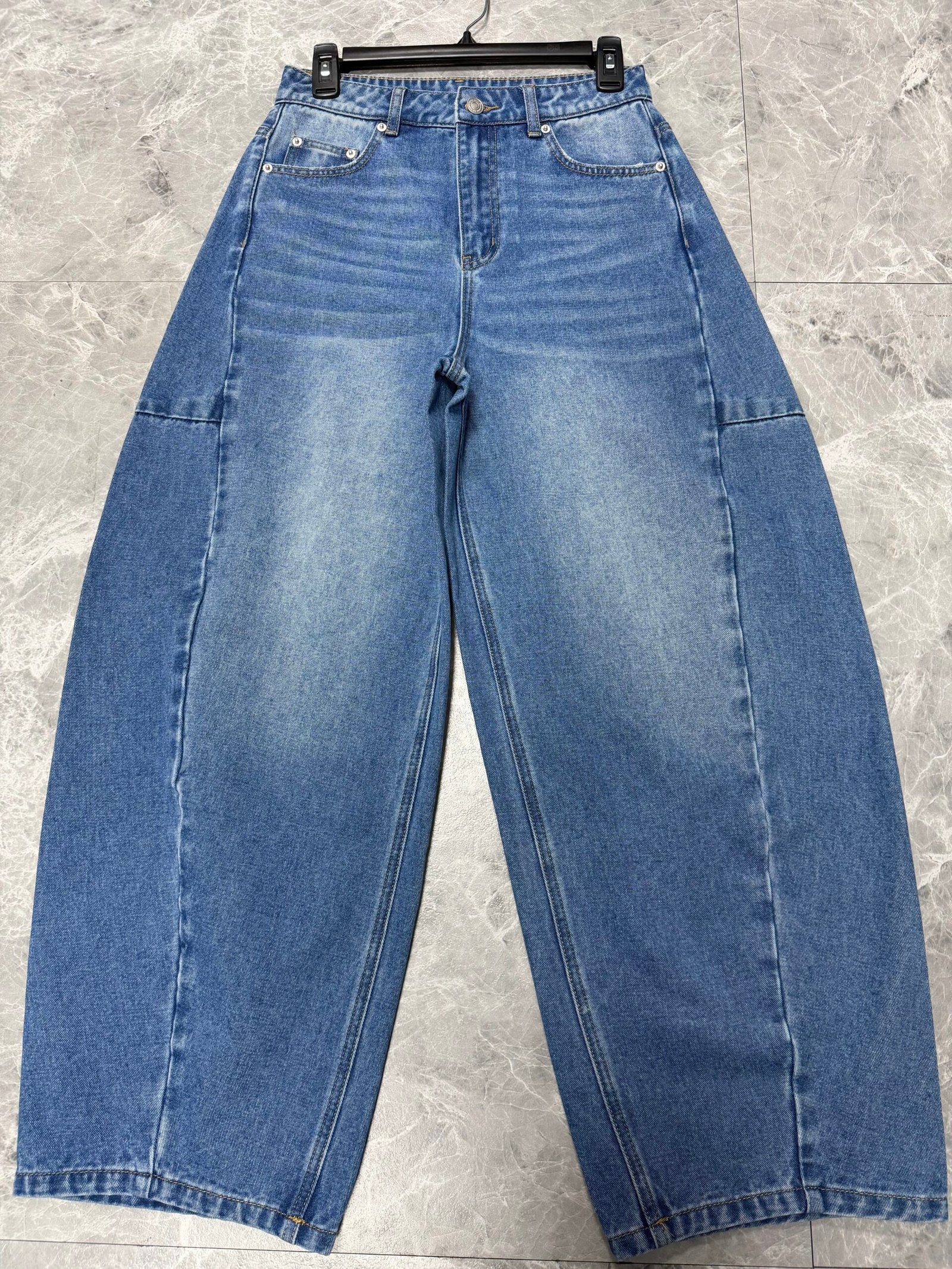 Paneled Barrel Leg Denim Jeans auto draft