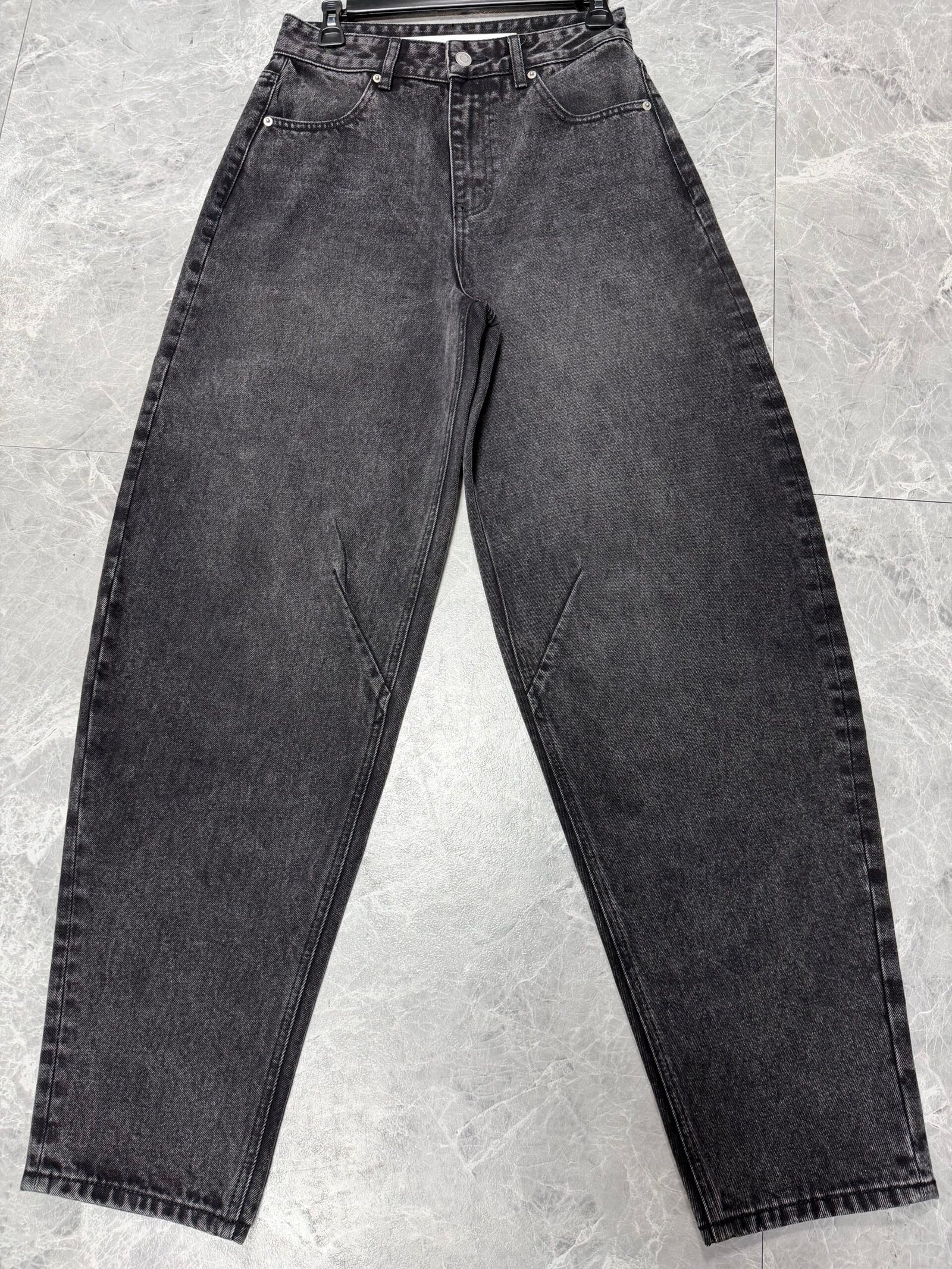 Washed Black Barrel Leg Denim Jeans auto draft