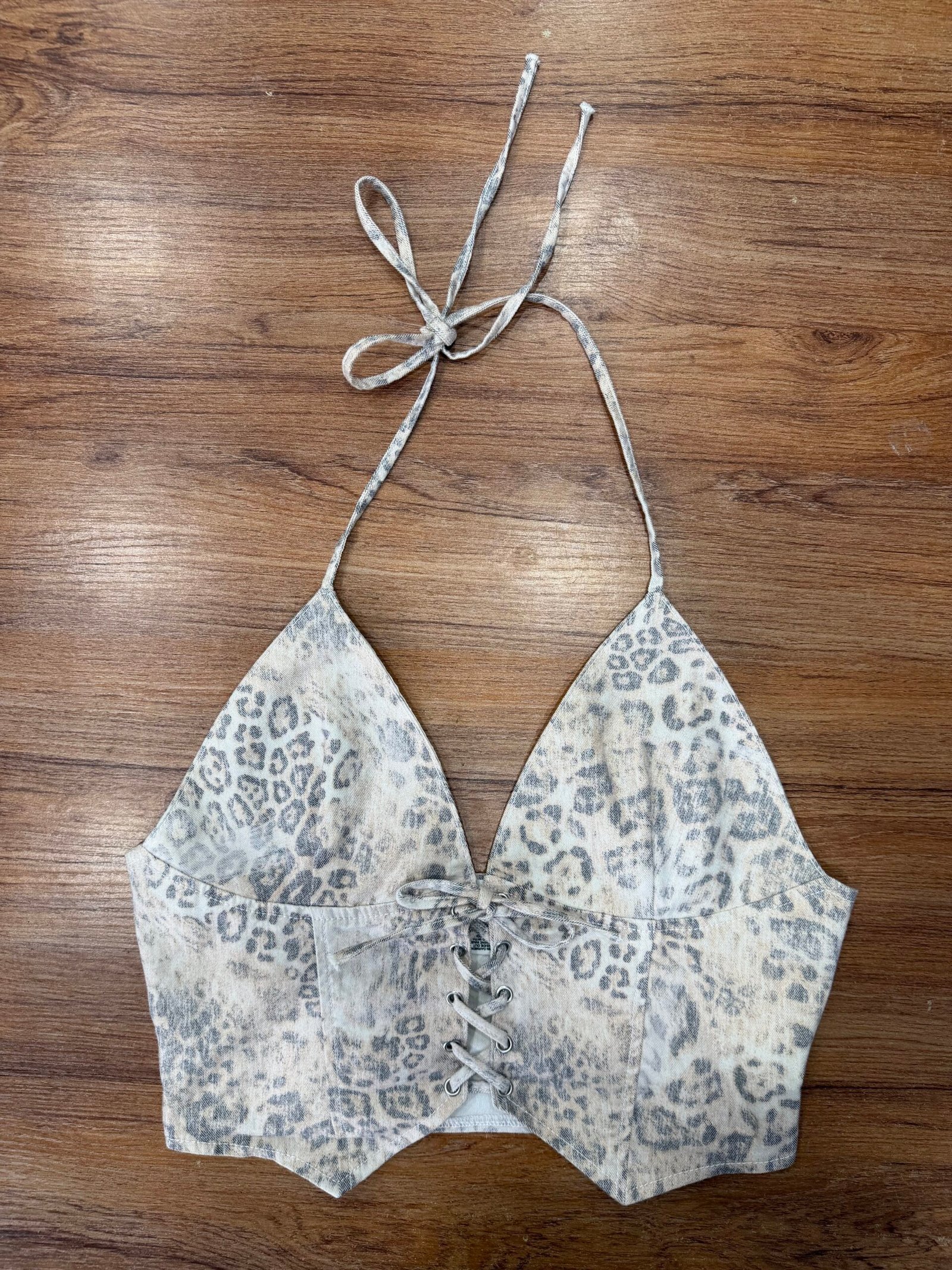 Leopard Print Lace-Up Halter Top auto draft