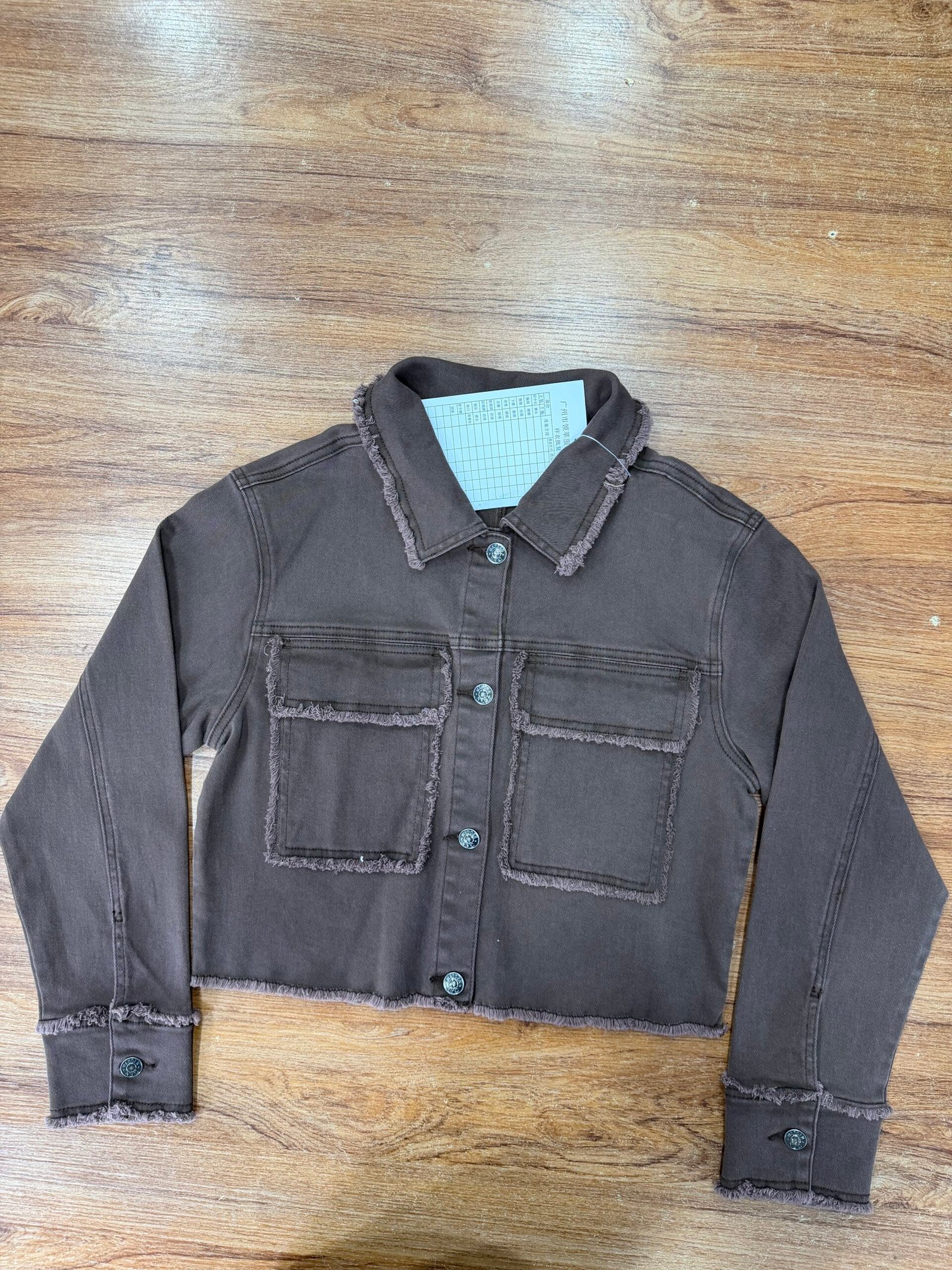 Raw Edge Cropped Denim Jacket auto draft