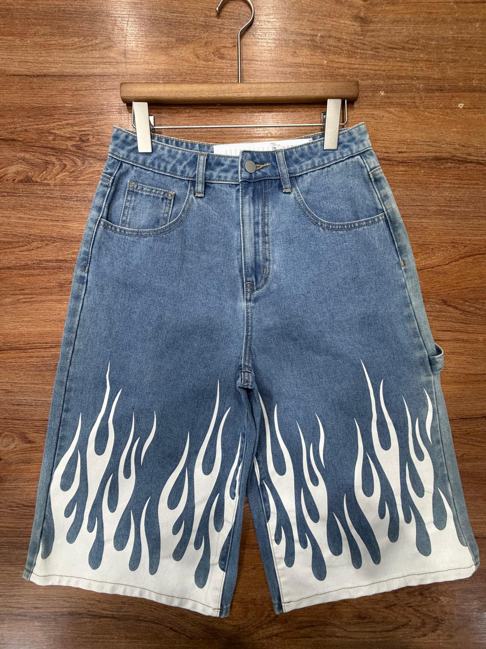 Flame Graphic Denim Shorts auto draft