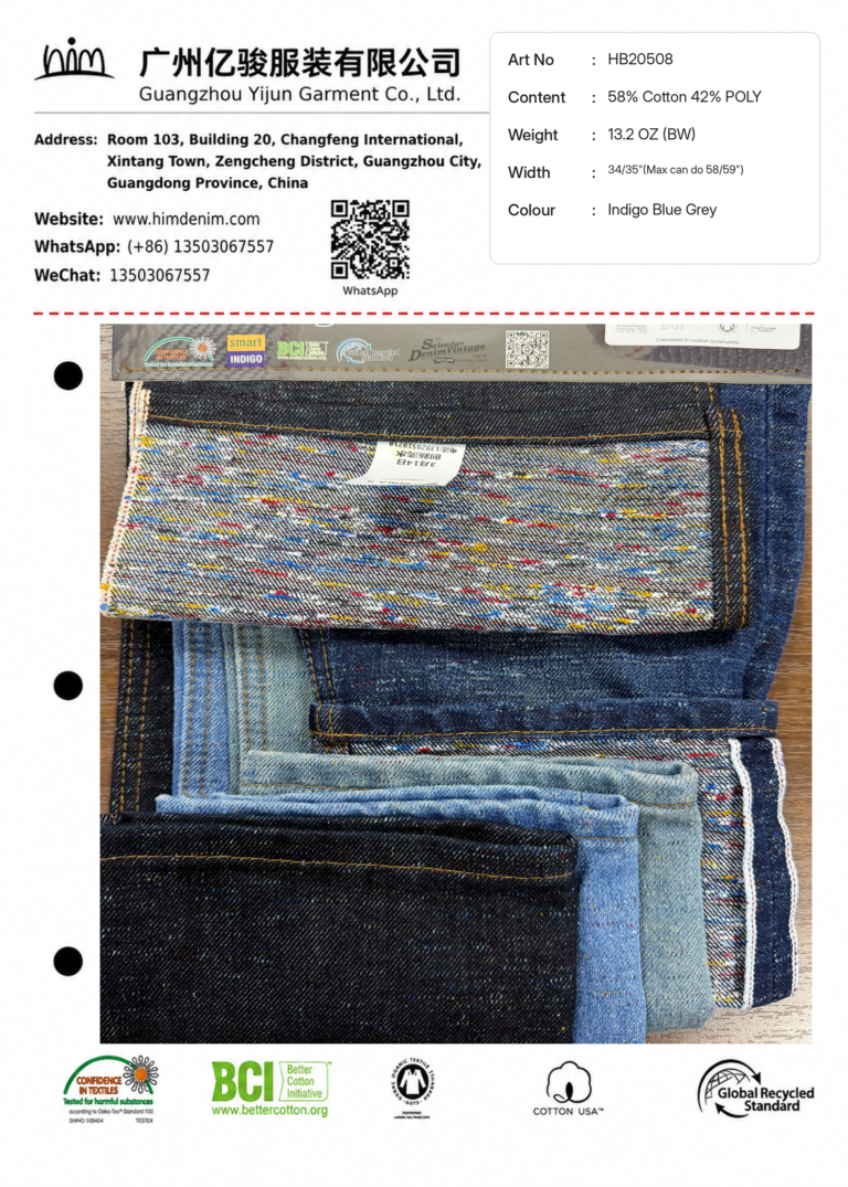 Selvedge Fabric Development 01 hb20508 13.2oz indigo blue grey