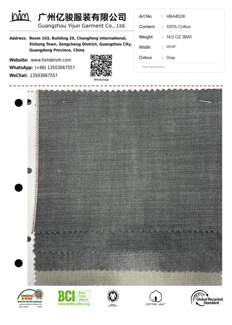 Selvedge Fabric Development 01 hb4452k 14oz gray