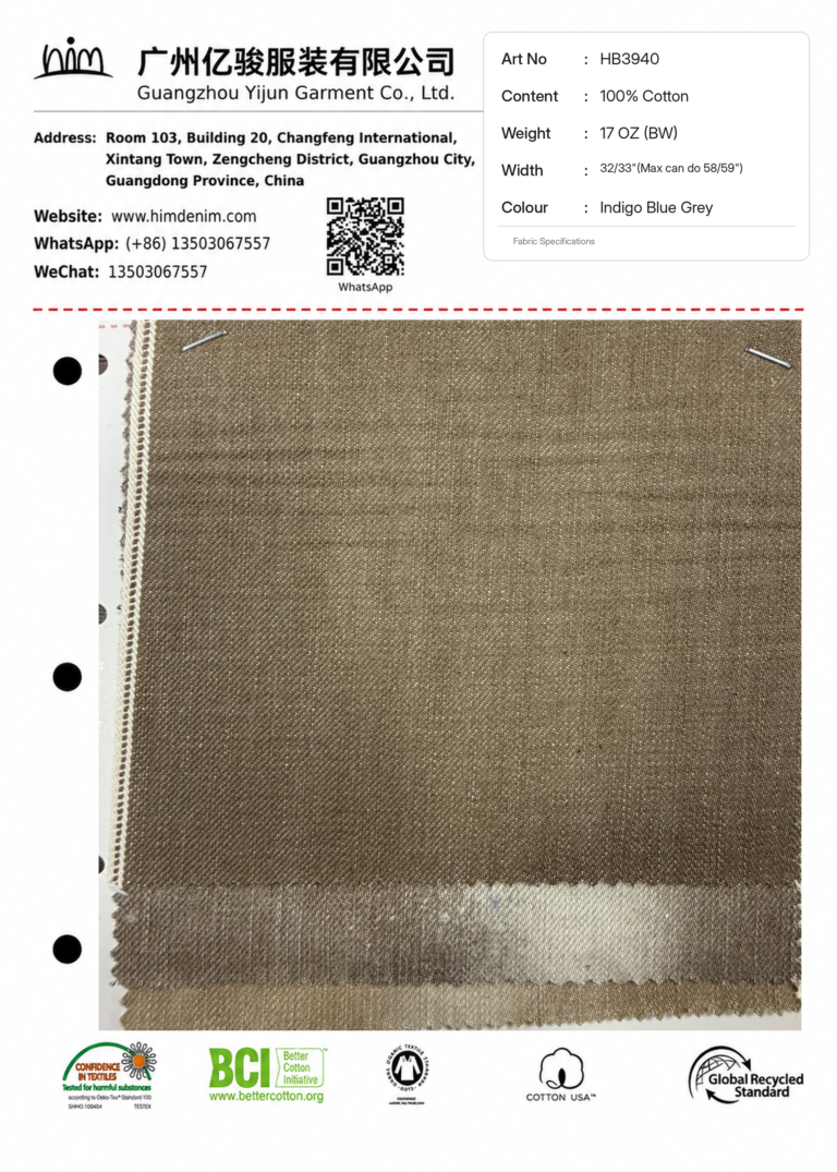 Selvedge Fabric Development 03 hb3940 17oz indigo blue grey