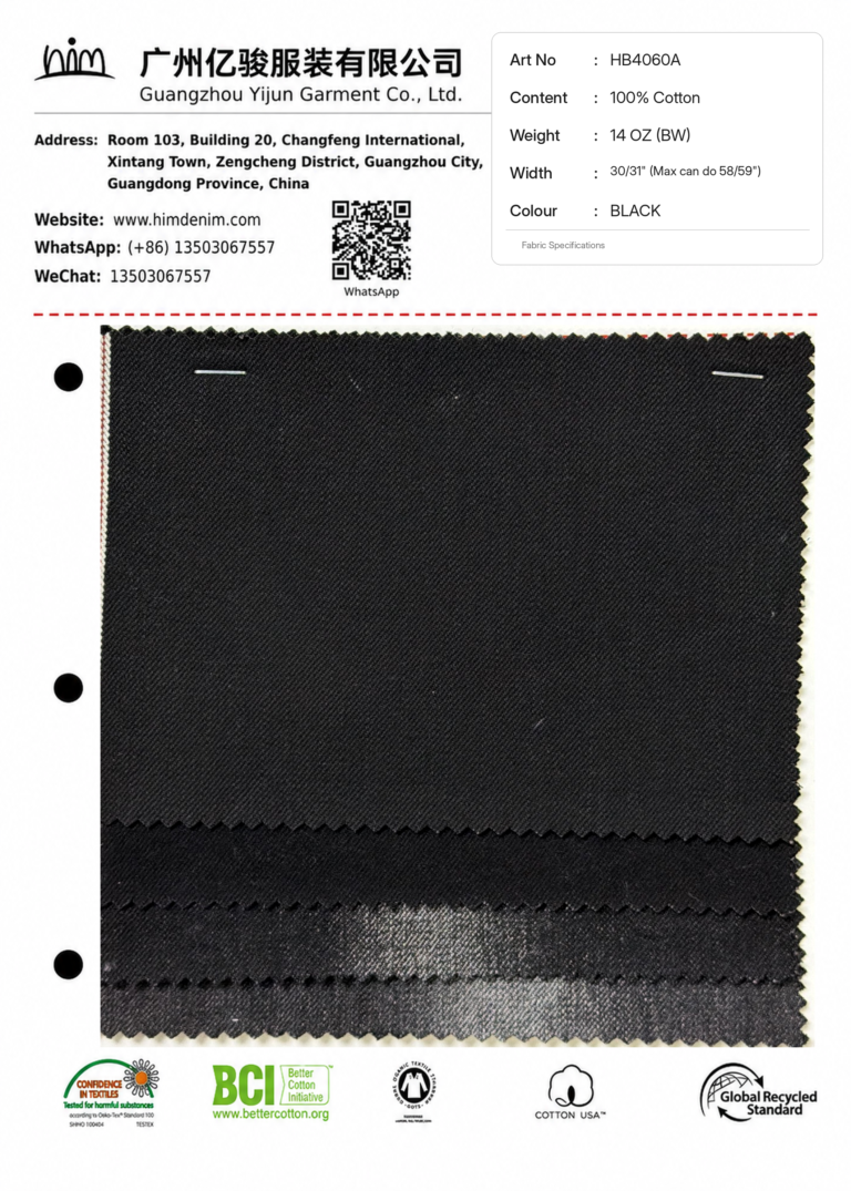 In-Stock Selvedge Denim 03 hb4060a 14oz black