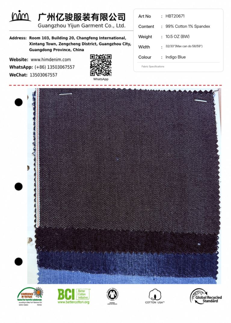 In-Stock Selvedge Denim 05 hbt20671 10.5oz indigo blue