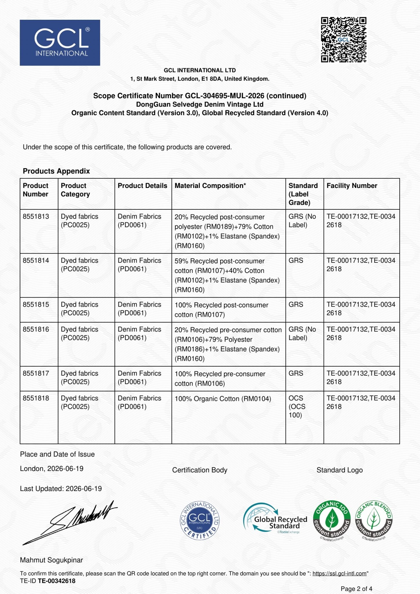 grs ocs product appendix page 2