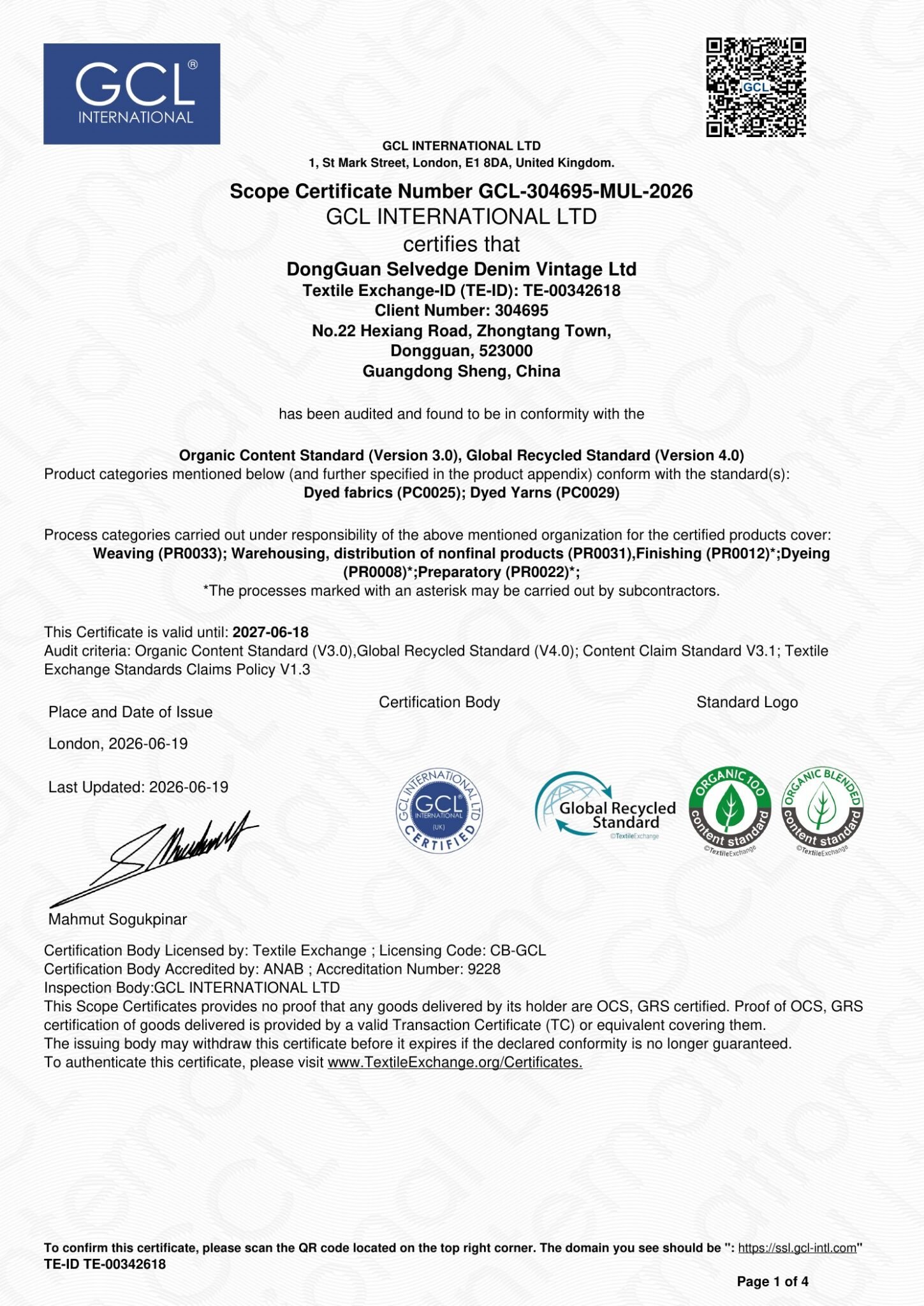 grs ocs scope certificate page 1