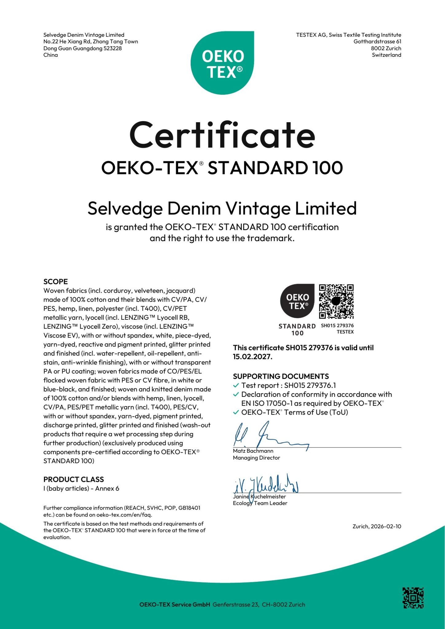 oeko tex certificate page 1 english