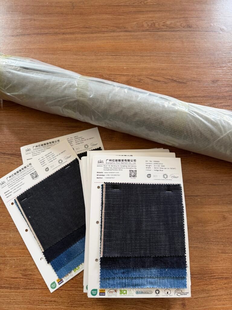 Denim material swatch for small-quantity testing