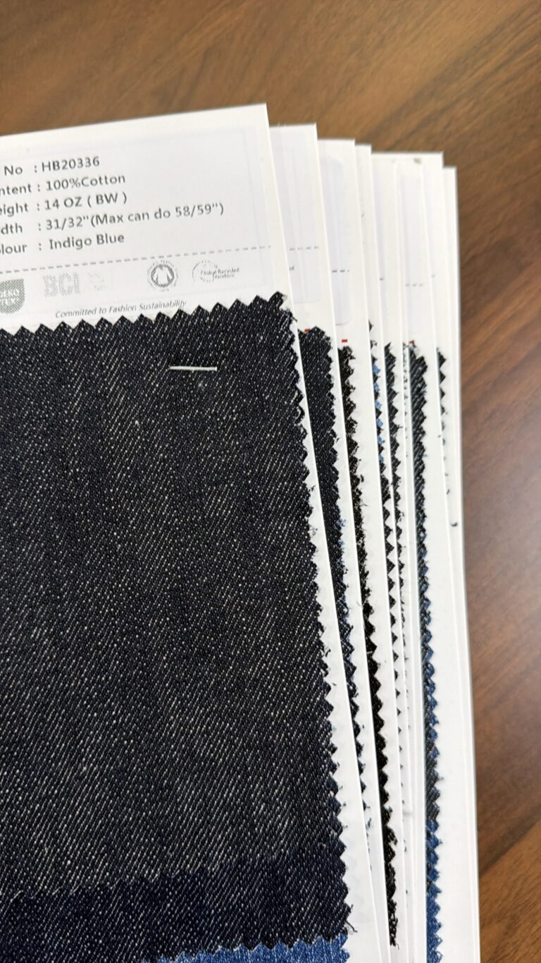 Selvedge denim fabric selection for premium garment production