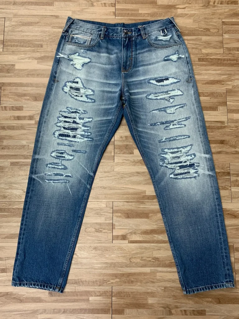 Custom Selvedge Denim Jeans & Jackets | Development References HB0205-C / 01 Distressed & Ripped Front