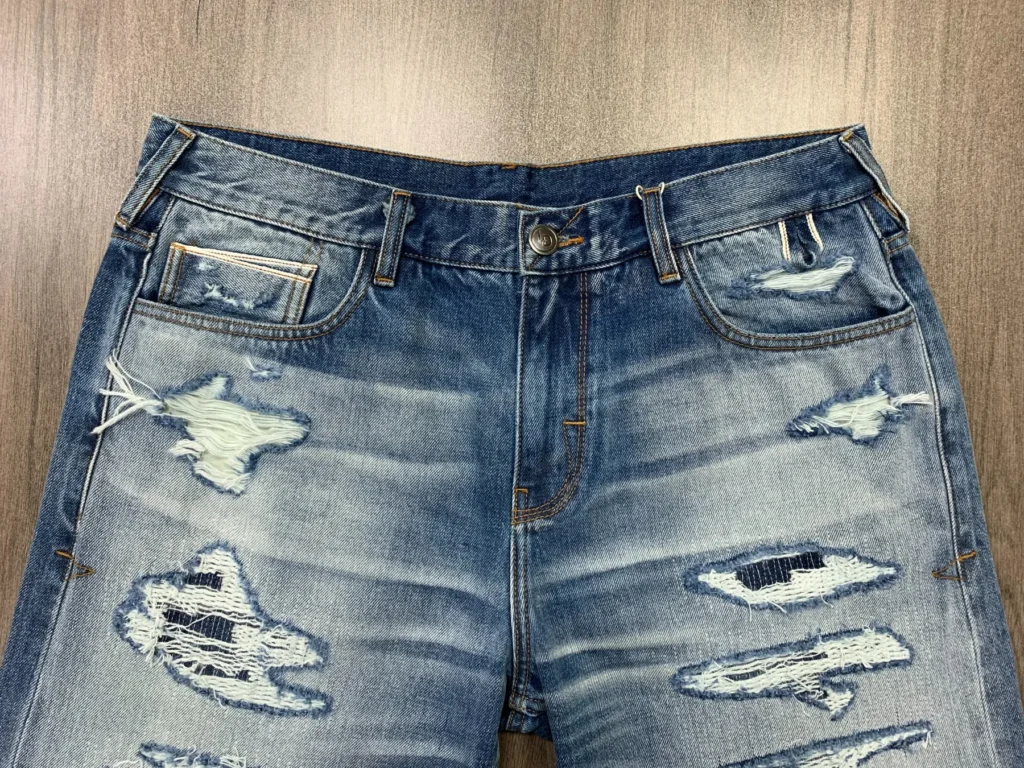 Custom Selvedge Denim Jeans & Jackets | Development References HB0205-C / 01 Distressed & Ripped Detail