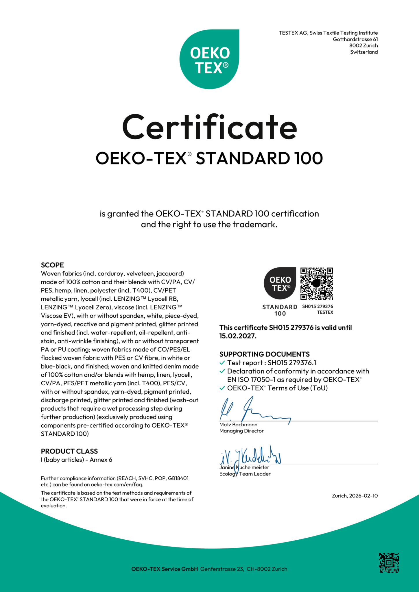 Certifications oeko tex certificate clean full